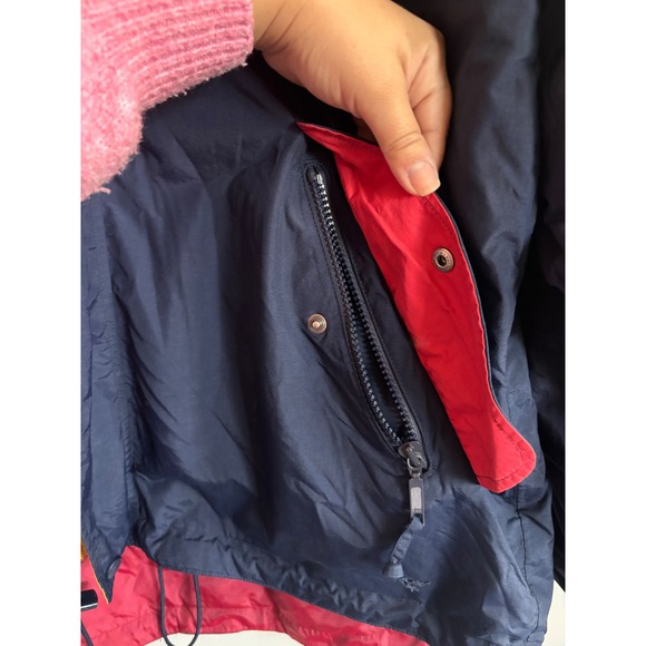 Eddie Bauer Mens Navy Red Yellow Colorblock Hooded Windbreaker Jacket Size M - Picture 4 of 7